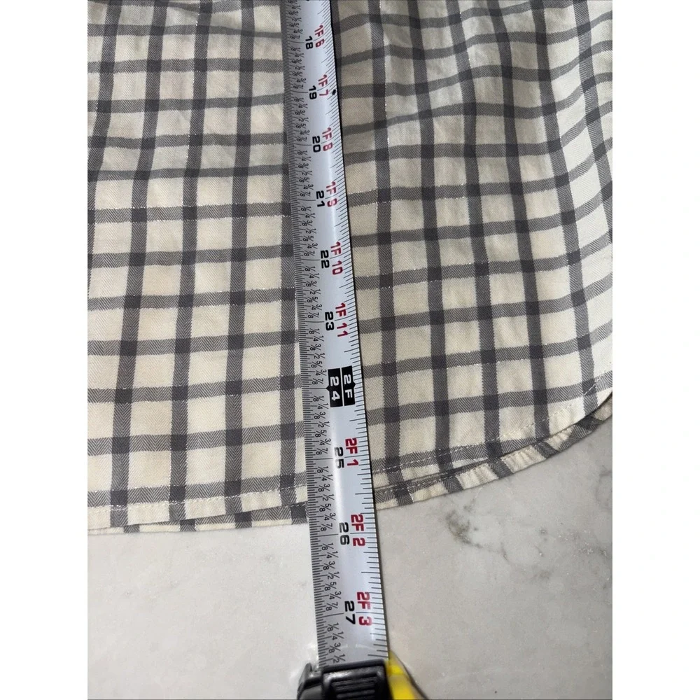 2 Talbots Flannel Shirt Womens LP Plaid Button Front Collar Long Sleeve‎ Cotton